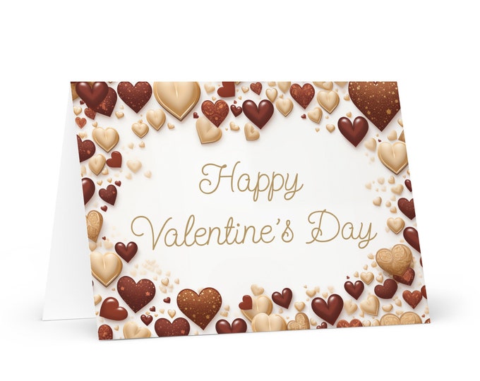 English Happy Valentine's Day card Chocolate Hearts - wish gift happy for loved one spouse girlfriend friend him her mom dad boyfriend