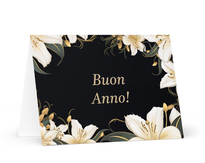 Italian New Year card - Italy Holiday Greeting Garden Flowers Celebration Happy Festive Heritage Family Friends 2025 Cheers Holiday