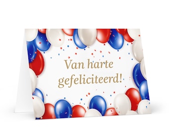 Dutch Birthday card - colorful The Netherlands greeting festive wish balloon gift happy for loved one friend him her mom dad sister flag