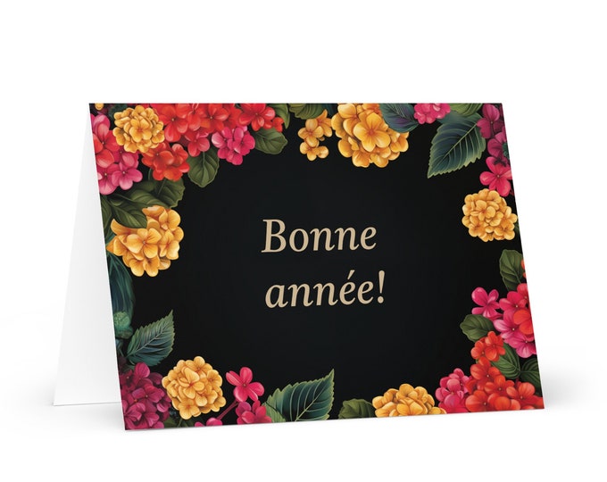 French / Burundian New Year card - Burundi Holiday Greeting Garden Flowers Celebration Happy Festive Heritage Family Friends 2025 Holiday