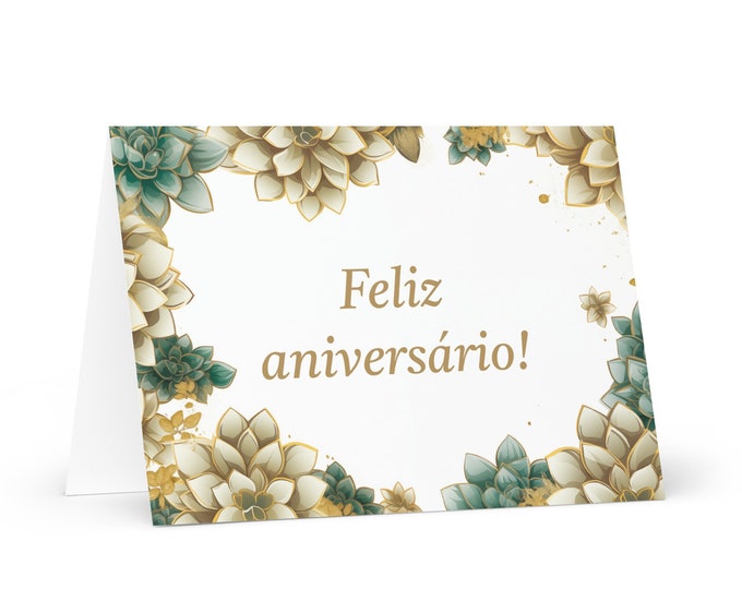 Portugese / Cabo Verdean Birthday card Botanical - Cabo Verde greeting festive wish trees plants gift happy for loved one friend him her mom