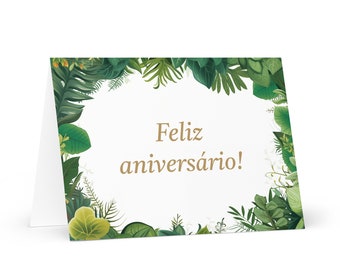 Portugese / Brazilian Birthday card Botanical - Brazil greeting festive wish trees plants gift happy for loved one friend him her mom mother