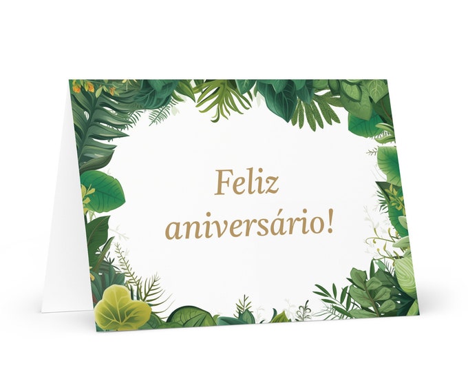 Portugese / Brazilian Birthday card Botanical - Brazil greeting festive wish trees plants gift happy for loved one friend him her mom mother