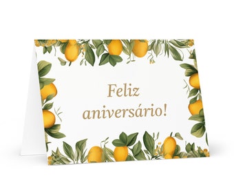 Portugese / Angolan Birthday Card Botanical - Angola greeting festive wish colorful trees plants gift happy for loved one friend him her mom