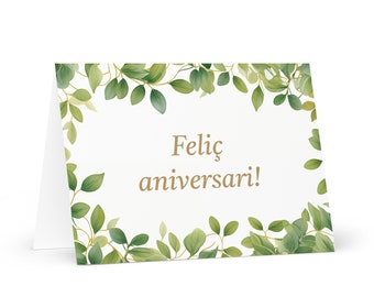 Catalan / Andorran Birthday Card Botanical - Andorra greeting festive wish colorful trees plants gift happy for loved one friend him her mom