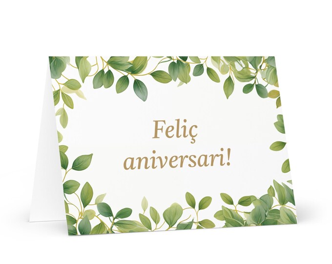Catalan / Andorran Birthday Card Botanical - Andorra greeting festive wish colorful trees plants gift happy for loved one friend him her mom