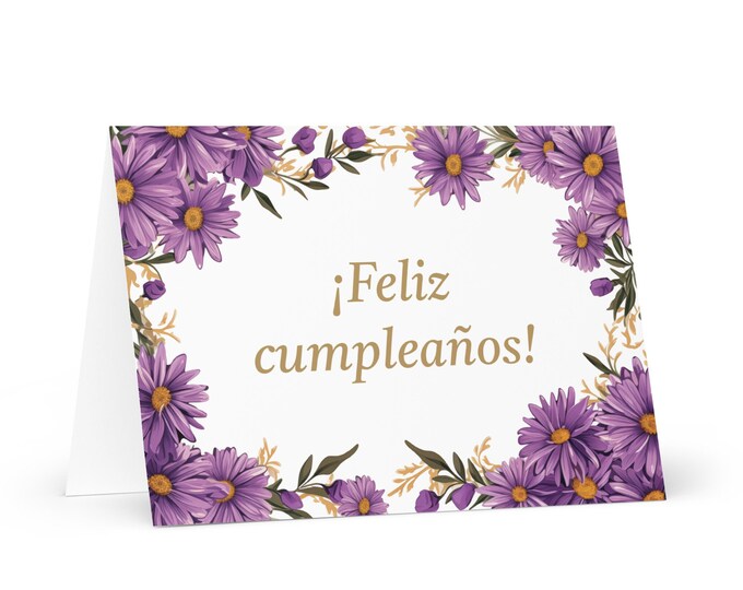 Spanish / Argentinian Birthday Card Flowers - Argentina greeting festive wish colorful floral gift happy for loved one friend him her mother