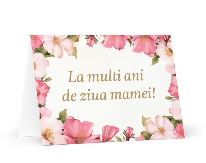 Romanian / Moldovan Mother's Day card - Moldova greeting with colorful flowers floral gift for her spouse wife mom grandmother love heritage