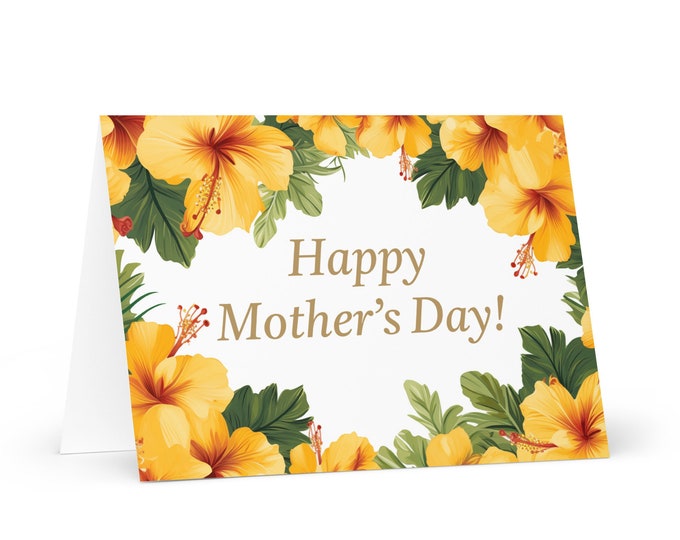 English / Barbadian Mother's Day card - Barbados greeting with colorful flowers floral gift for her spouse wife mom mother grandmother mommy