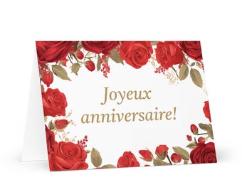 French / Burkinabe Birthday card Flowers - Burkina Faso greeting festive wish floral gift happy for loved one friend him her mom dad mother