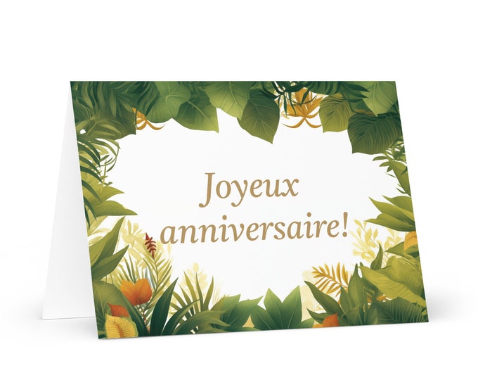 French / Central African Birthday card Botanical - greeting festive wish trees plants gift happy for loved one friend him her mother