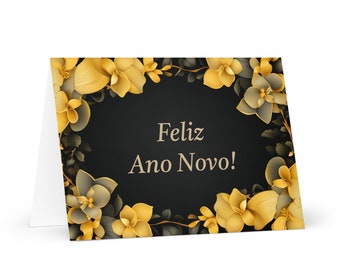 Portugese / Brazilian New Year card - Brazil Holiday Greeting Garden Flowers Celebration Happy Festive Heritage Family Friends 2025 Cheers