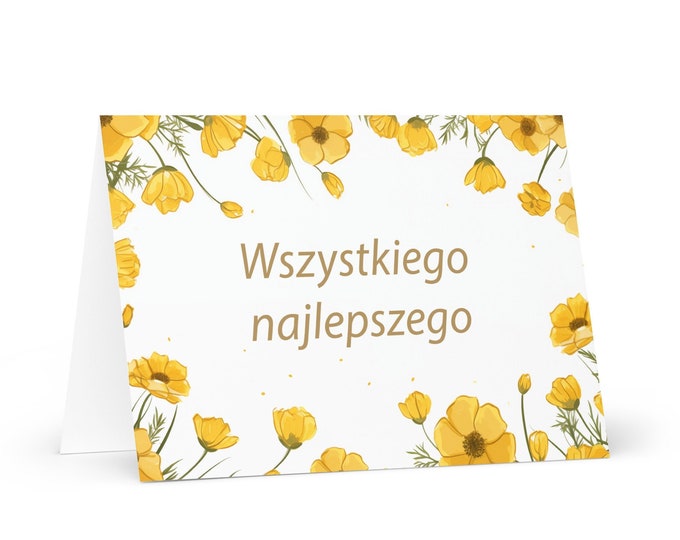 Polish Birthday card Flowers - Poland greeting festive wish colorful floral gift happy for loved one friend him her mom dad mother sister