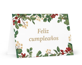 Spanish / Chilean Birthday card Botanical - Chile greeting festive wish trees plants gift happy for loved one friend him her mother