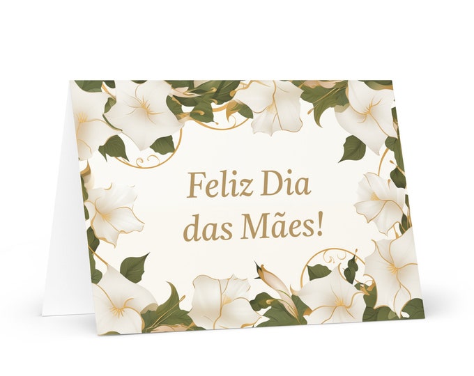 Portugese Mother's Day card - Portugal greeting with colorful flowers floral gift for her spouse wife mom mother grandmother love heritage