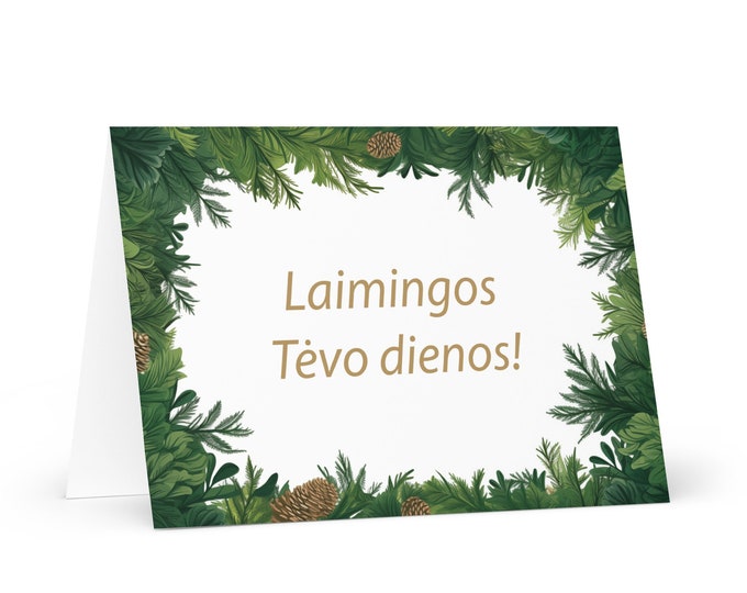 Lithuanian Father's Day card - Lithuania greeting with colorful trees plants gift for him spouse husband dad father grandfather love daddy
