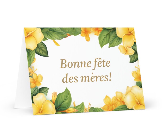 French / Beninese Mother's Day card - Benin greeting with colorful flowers floral gift for her spouse wife mom grandmother love heritage