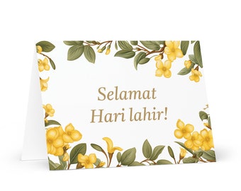 Malay / Bruneian Birthday card Flowers - Brunei greeting festive wish floral gift happy for loved one friend him her mom dad mother sister