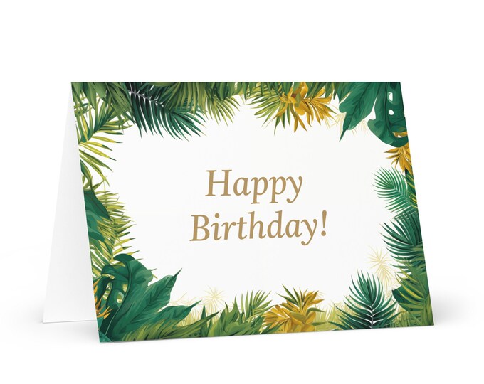 English / Belizean Birthday card Botanical - Belize greeting festive wish colorful trees plants gift happy for loved one friend him her mom