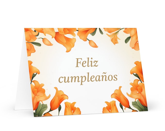 Spanish / Chilean Birthday card Flowers - Chile greeting festive wish colorful floral gift happy for loved one friend him mom mother
