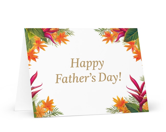 English / Barbadian Father's Day card - Barbados greeting with colorful trees plants gift for him spouse husband dad grandfather daddy