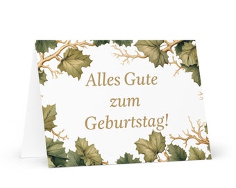 German / Swiss Birthday card Botanical - Switzerland greeting festive wish colorful trees plants gift happy for loved one friend him her mom