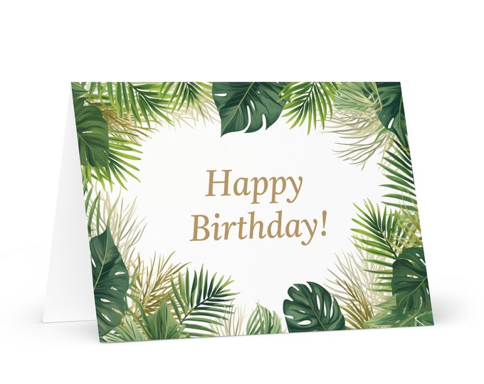 English / Antiguan and Barbudan Birthday Card Botanical - Antigua Barbuda greeting festive wish tree plants gift happy for loved one him her