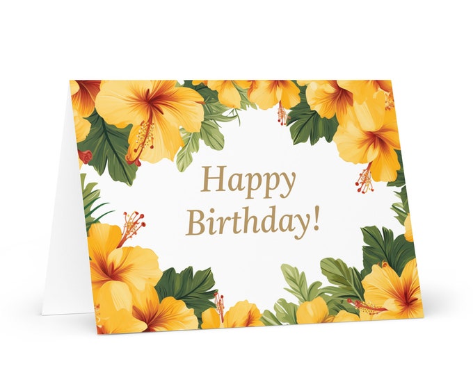 English / Barbadian Birthday card Flowers - Barbados greeting festive wish colorful floral gift happy for loved one friend him her mom dad