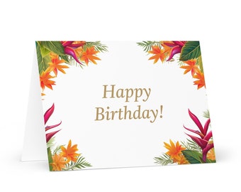 English / Barbadian Birthday card Botanical - Barbados greeting festive wish trees plants gift happy for loved one friend him her mom mother