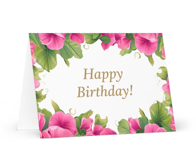 English / Botswana Birthday card Flowers - Batswana greeting festive wish colorful floral gift happy for loved one friend him her mom mother