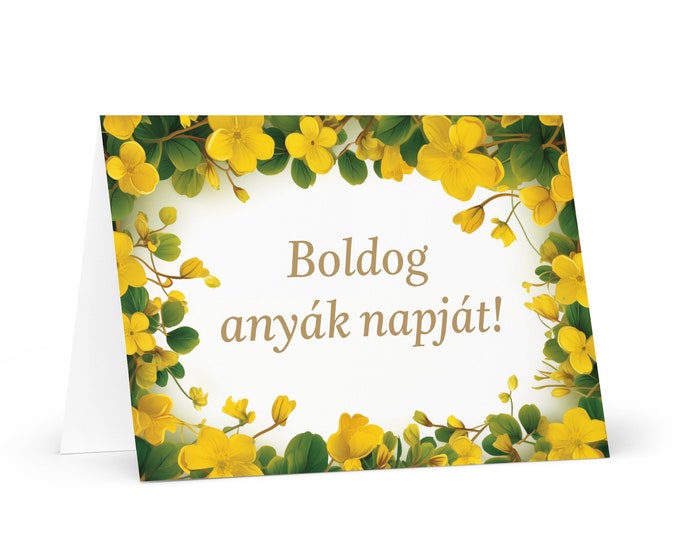 Hungarian Mother's Day card - Hungary greeting with colorful flowers floral gift for her spouse wife mom mother grandmother love heritage