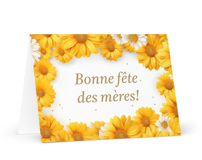 French / Chadian Mother's Day card - Chad greeting with colorful flowers floral gift for her spouse wife mom grandmother mommy