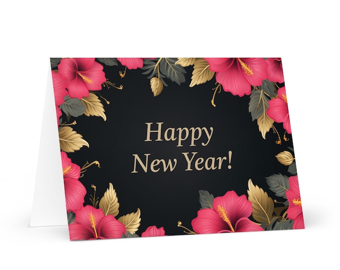 English / Barbadian New Year card - Barbados Holiday Greeting Garden Flowers Celebration Happy Festive Heritage Family Friends 2025 Holiday