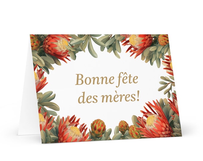 French / Central African Mother's Day card - greeting with colorful flowers floral gift for her spouse wife mom grandmother mommy