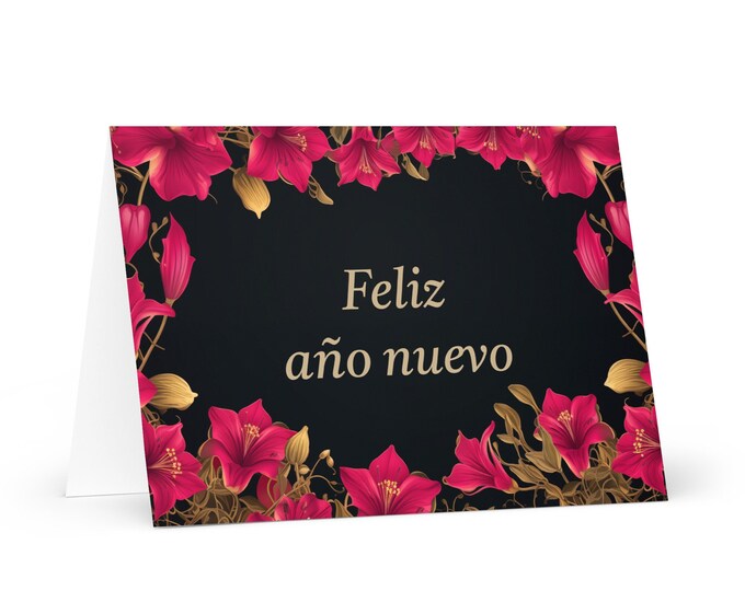 Spanish / Chilean New Year card - Chile Holiday Greeting Garden Flowers Celebration Happy Festive Heritage Family Friends 2025 Holiday