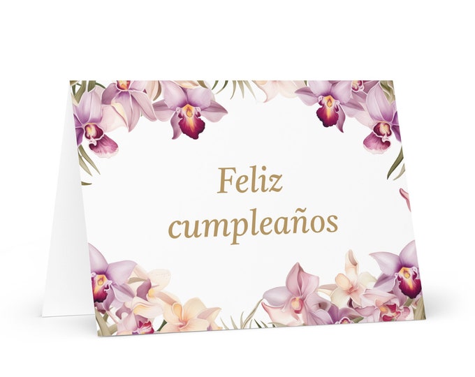 Spanish / Colombian Birthday card Flowers - Colombia greeting festive wish colorful floral gift happy for loved one friend him mom mother