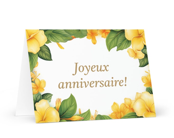 French / Beninese Birthday card Flowers - Benin greeting festive wish colorful floral gift happy for loved one friend him her mom mother