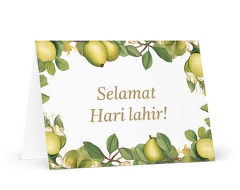 Malay / Bruneian Birthday card Botanical - Brunei greeting festive wish trees plants gift happy for loved one friend him her mom mother