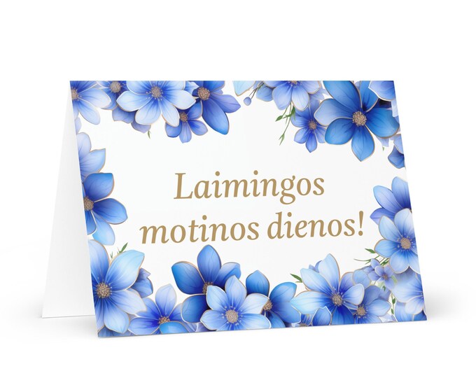 Lithuanian Mother's Day card - Lithuania greeting with colorful flowers floral gift for her spouse wife mom mother grandmother love heritage