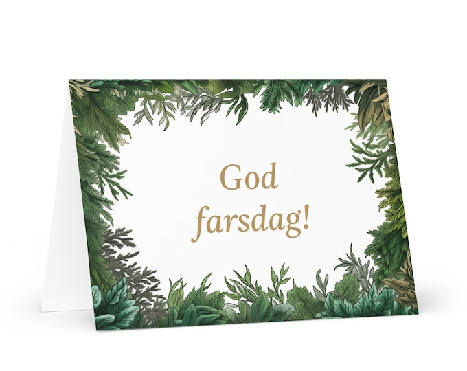 Norwegian Father's Day card -  Norway greeting with colorful trees plants gift for him spouse husband dad father grandfather daddy