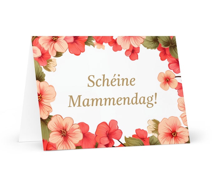 Luxembourgish Mother's Day card - Luxembourg greeting with colorful flowers floral gift for her spouse wife mom mother grandmother love