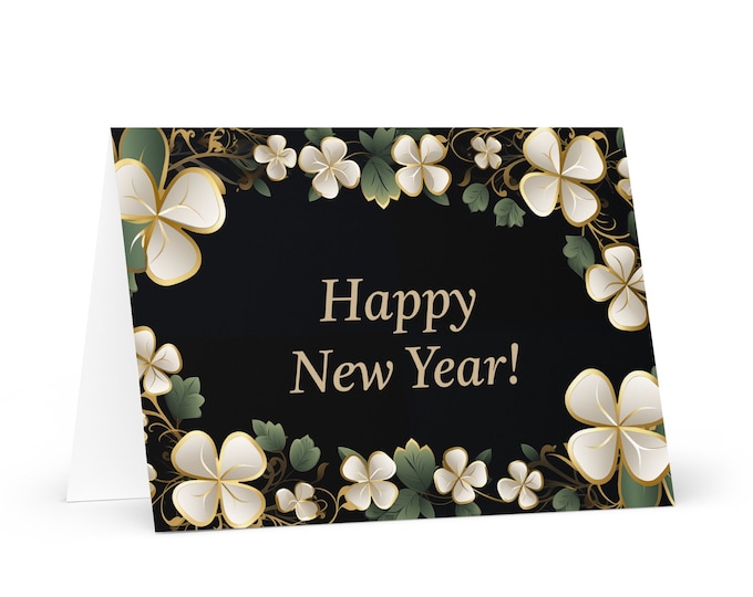 English / Irish New Year card - Ireland Garden Holiday Greeting Garden Flowers Celebration Happy Festive Heritage Family Friends 2025