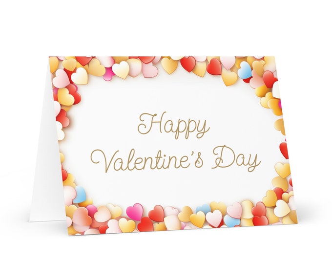 English Happy Valentine's Day card Colorful Hearts - wish gift happy for loved one spouse girlfriend friend him her mom dad boyfriend