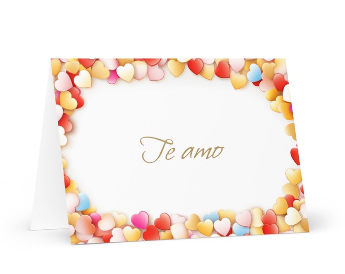 Spanish I Love You card Colorful Hearts - colorful festive wish gift happy for loved one spouse girlfriend friend him her mom boyfriend