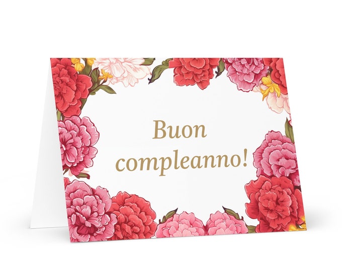 Italian Birthday card Flowers - Italy greeting festive wish colorful floral gift happy for loved one friend him her mom dad mother sister