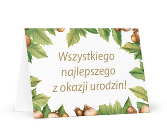 Polish Birthday card Botanical - Poland greeting festive wish colorful trees plants gift happy for loved one friend him her mom dad mother