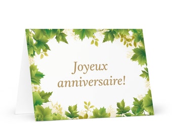 French / Canadian Birthday card Botanical - Canada greeting festive wish trees plants gift happy for loved one friend him her mom mother