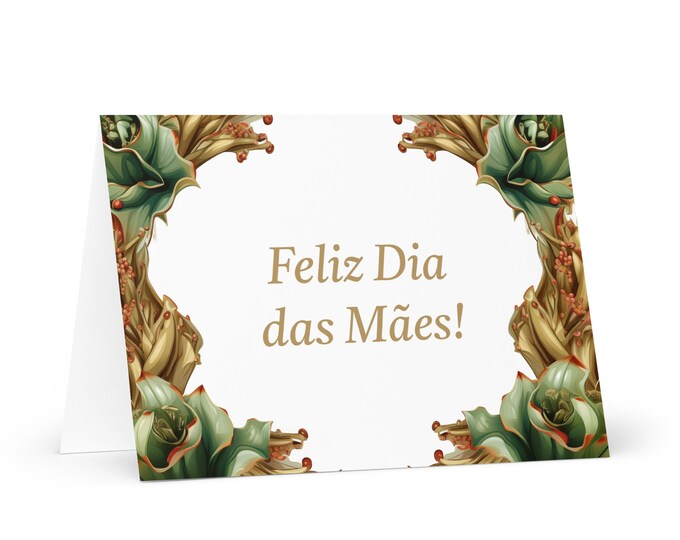 Portugese / Angolan Mother's Day card - Angola greeting with colorful flowers floral gift for her spouse wife mom mother grandmother mommy