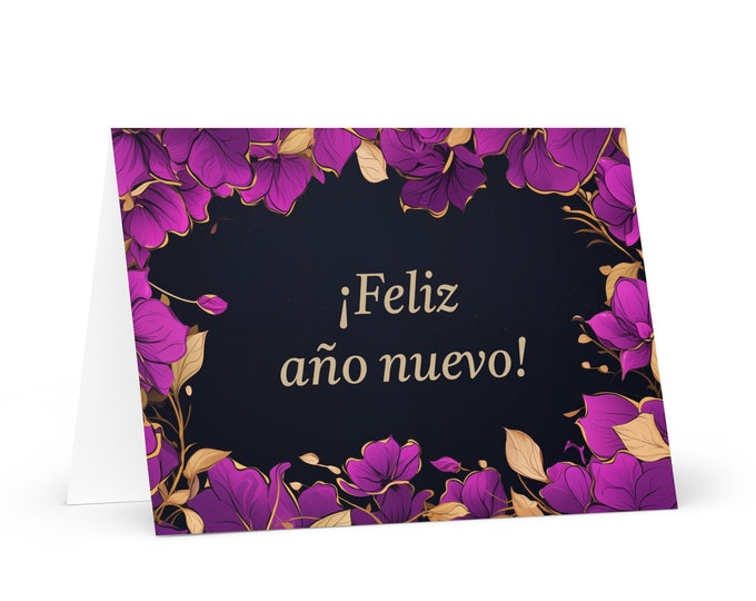 Spanish / Bolivian New Year card - Bolivia Holiday Greeting Garden Flowers Celebration Happy Festive Heritage Family Friends 2025 Cheers