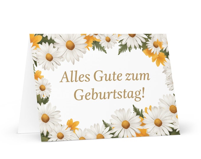 German Birthday card Flowers - Germany greeting festive wish colorful floral gift happy for loved one friend him her mom dad mother sister
